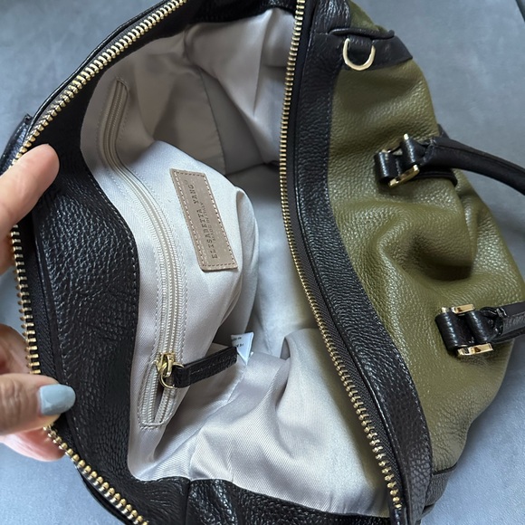 Green and brown leather satchel handbag - Picture 4 of 8